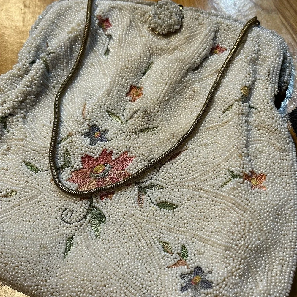 VINTAGE FRENCH BEADED‎ EVENING HANDBAG 1950'S